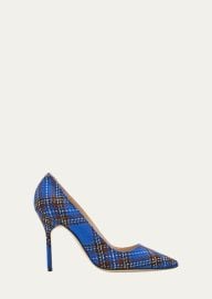 Manolo Blahnik BB 105mm Plaid Wool Pumps - at Bergdorf Goodman